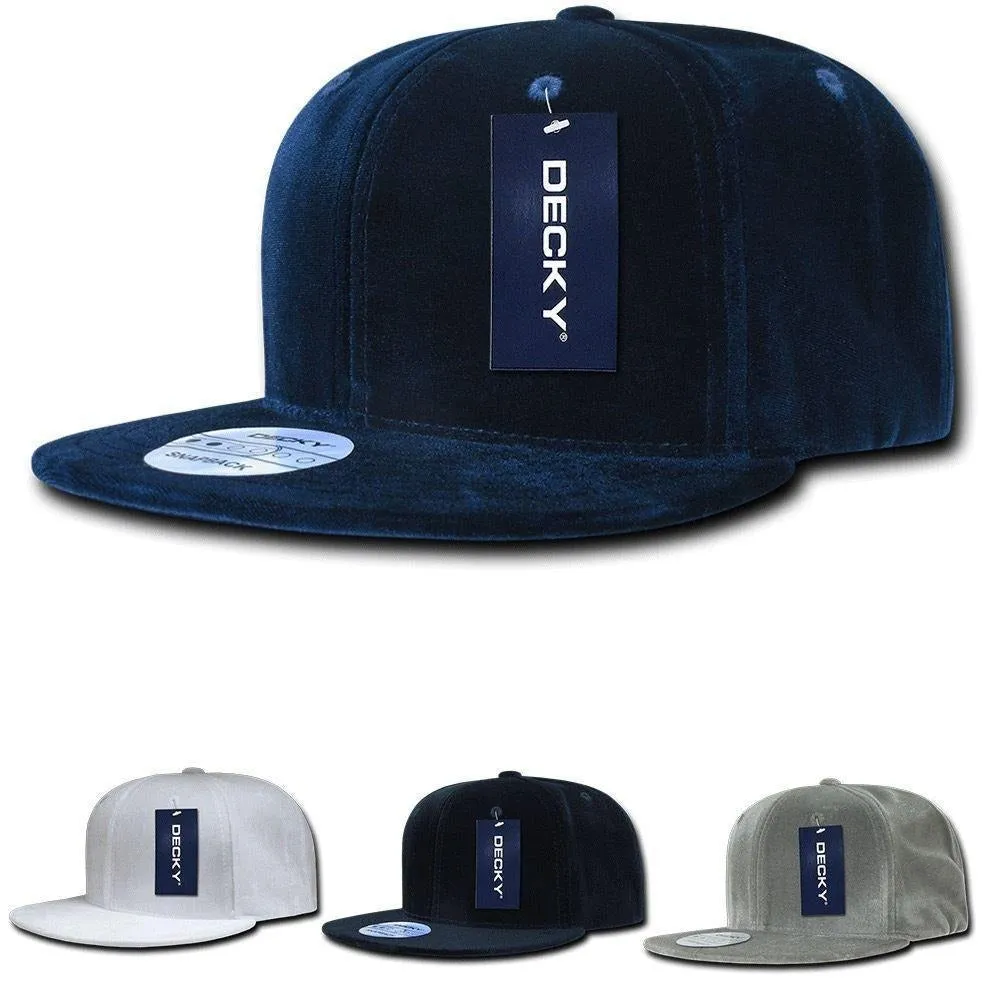 1 Dozen Decky 6 Panel Velvet Snapback Flat Bill Baseball Hats Caps Wholesale Lots