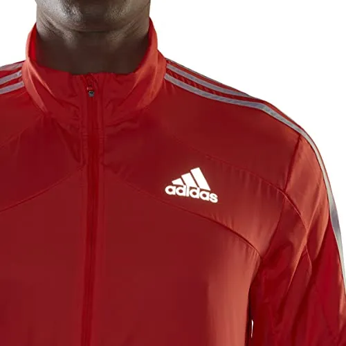 adidas Men's Marathon Jacket 3-Stripes, Solar Red/White, X-Small