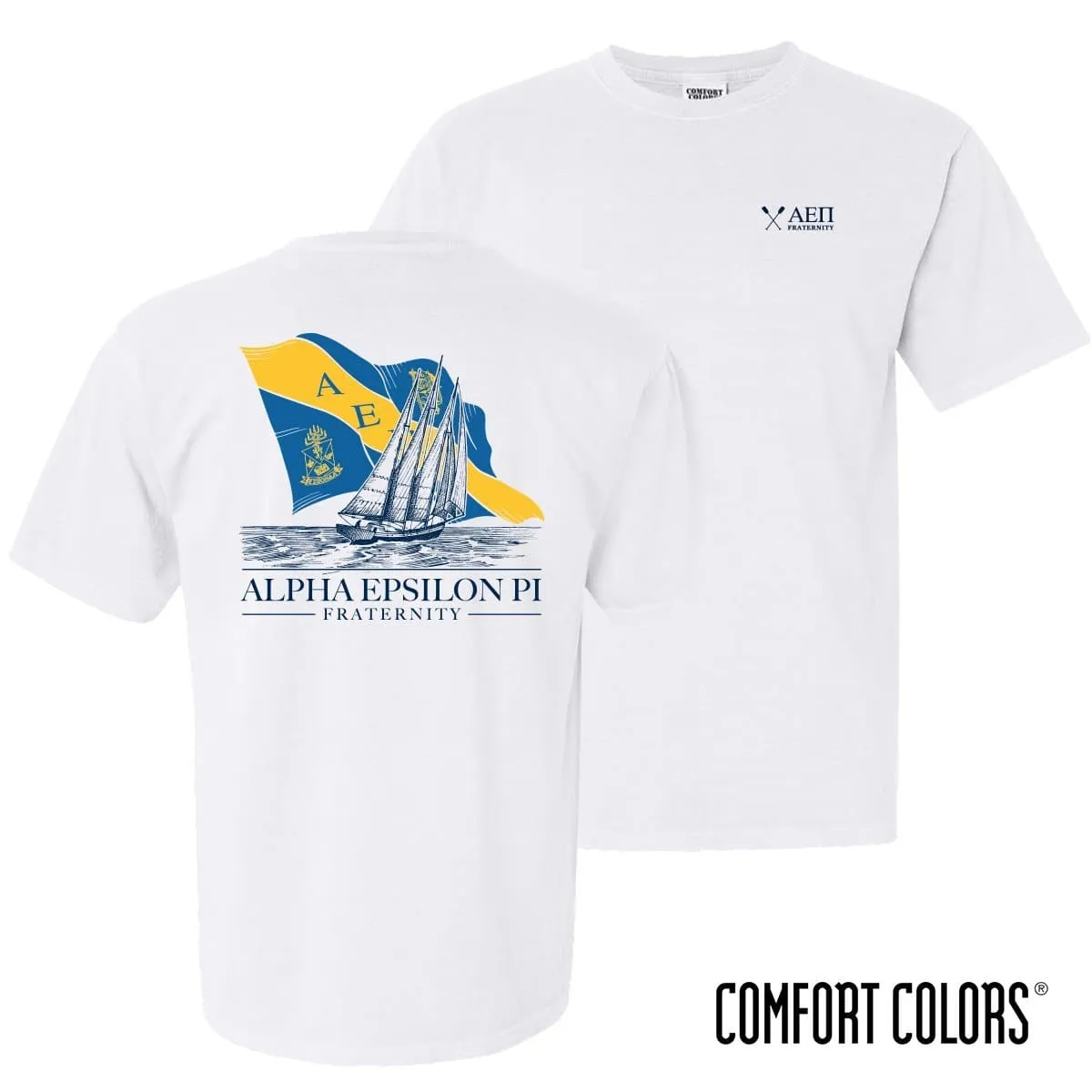 AEPi Comfort Colors White Seafarer Short Sleeve Tee