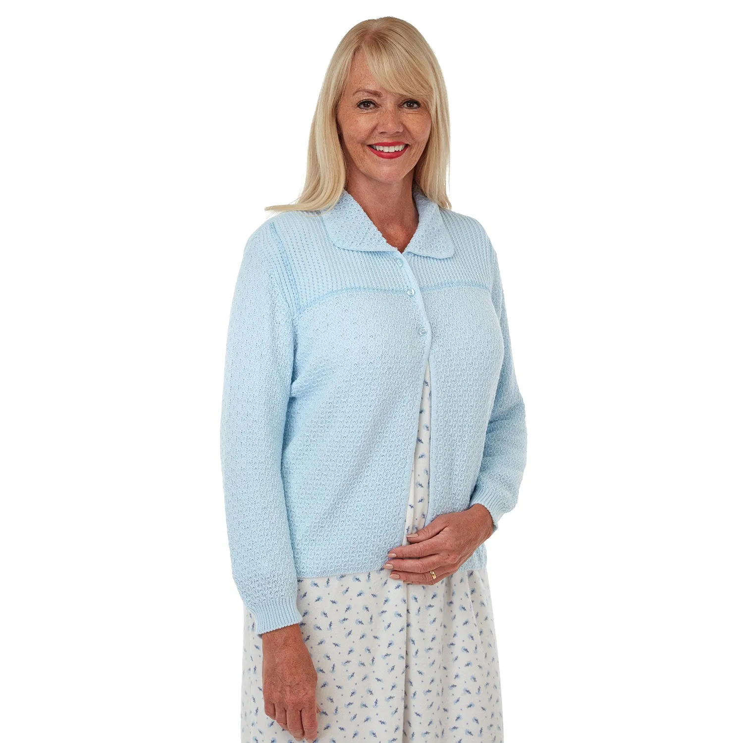 Angeline Knitted Bed Jacket - Blue