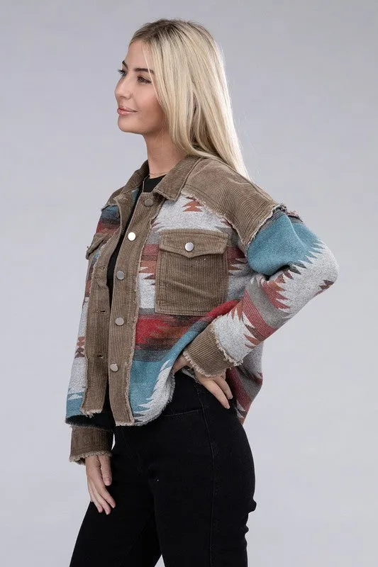 Aztec Print Corduroy Jacket