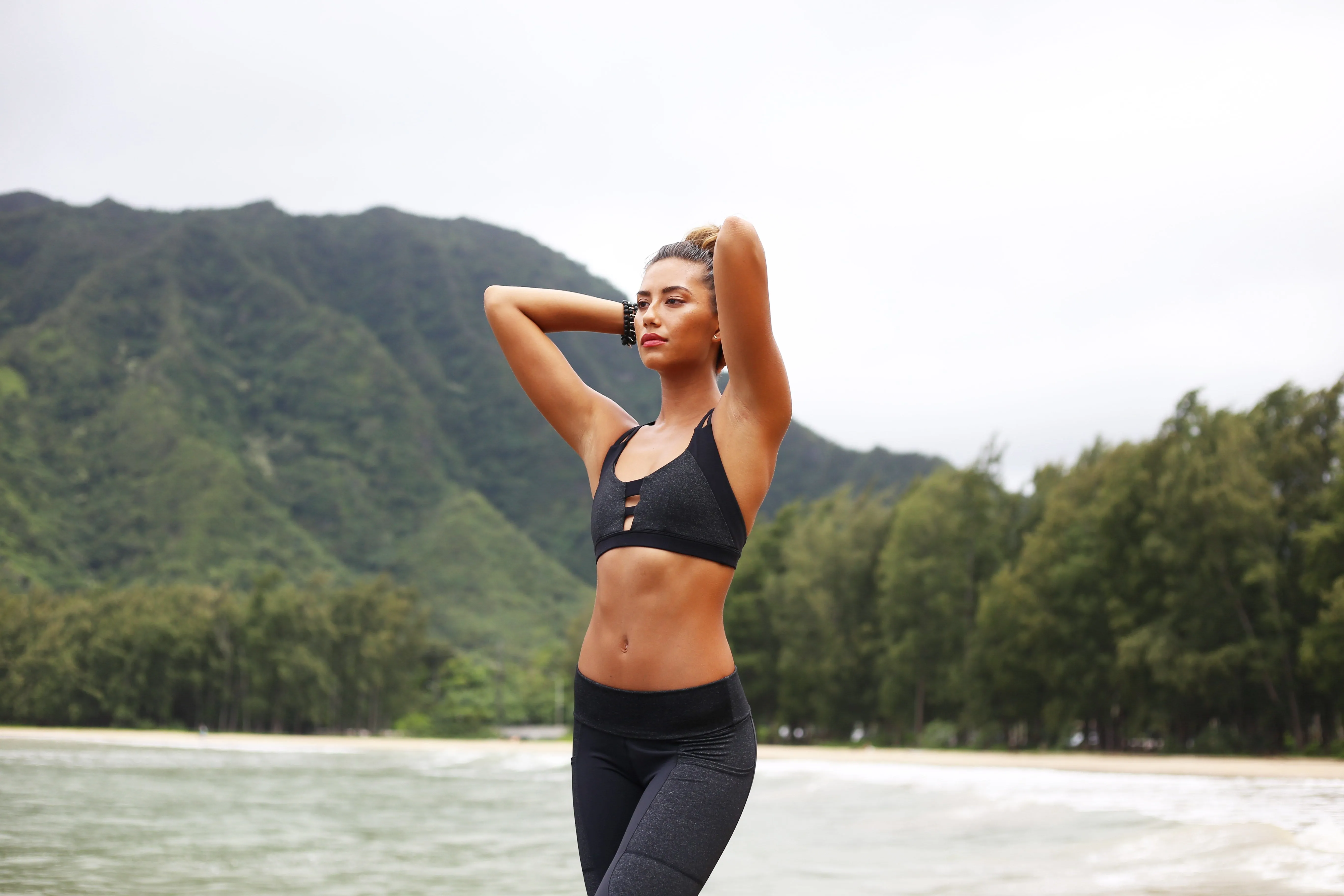 Black   Charcoal | Strappy Sports Bra