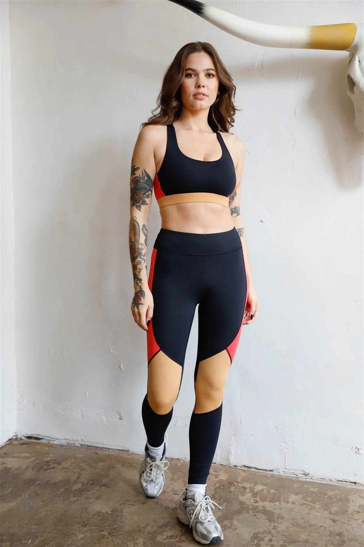 Black Colorblock High Waist Active Yoga Legging /2-2-2