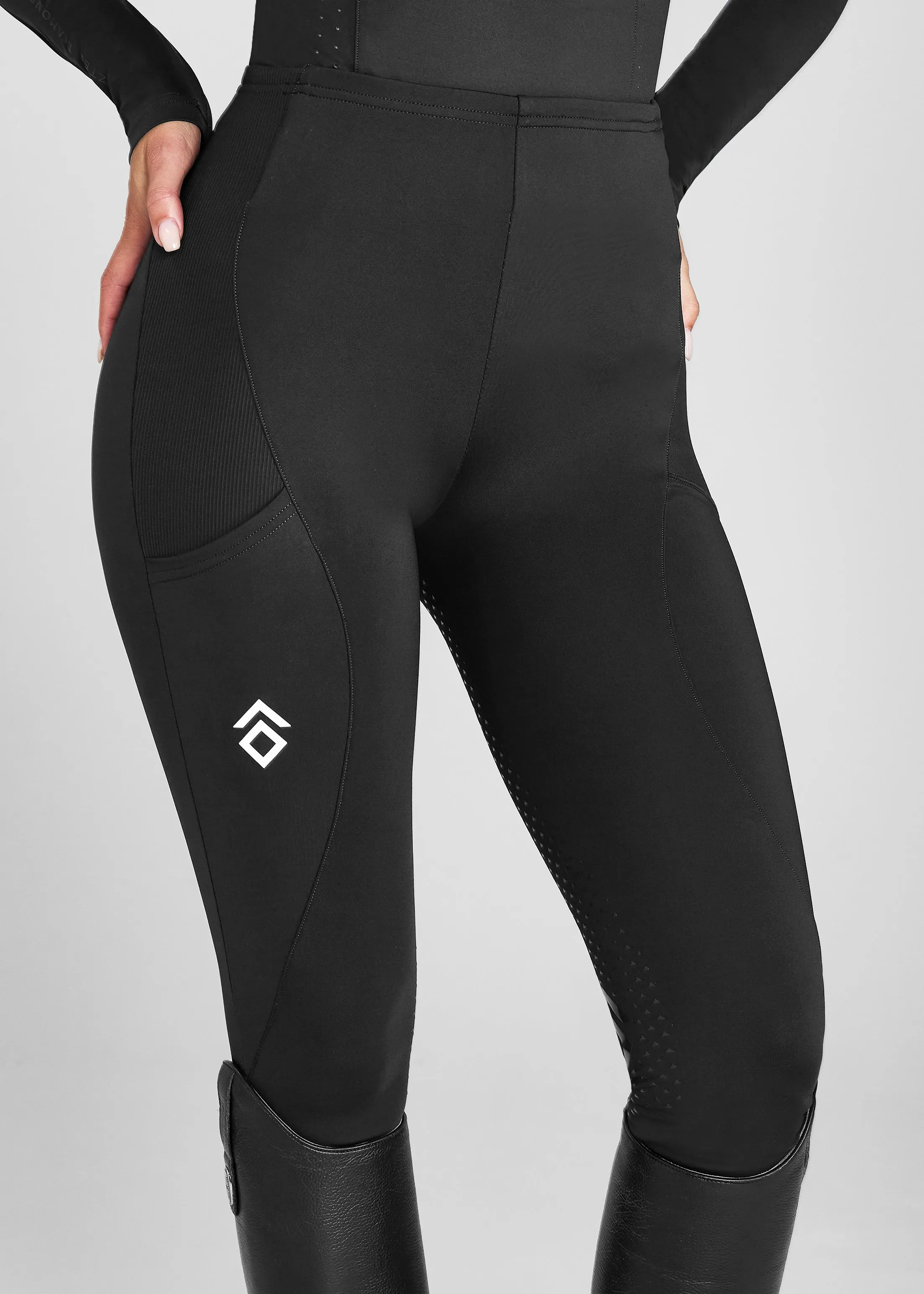 Black/White Core Leggings Full Seat