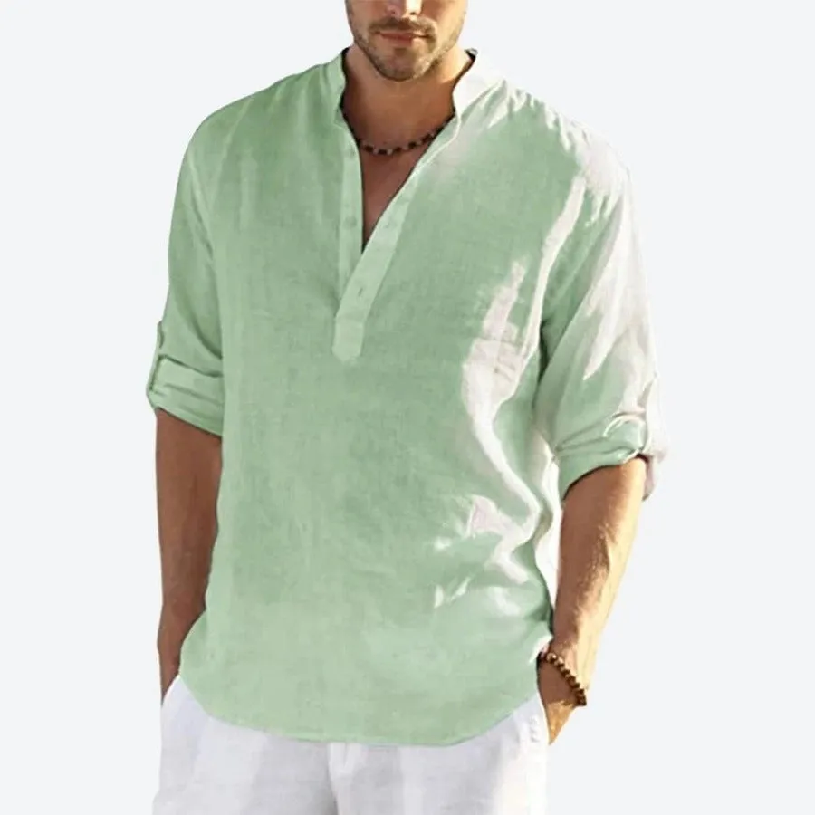 Breezy Linen Blend Henley Shirts