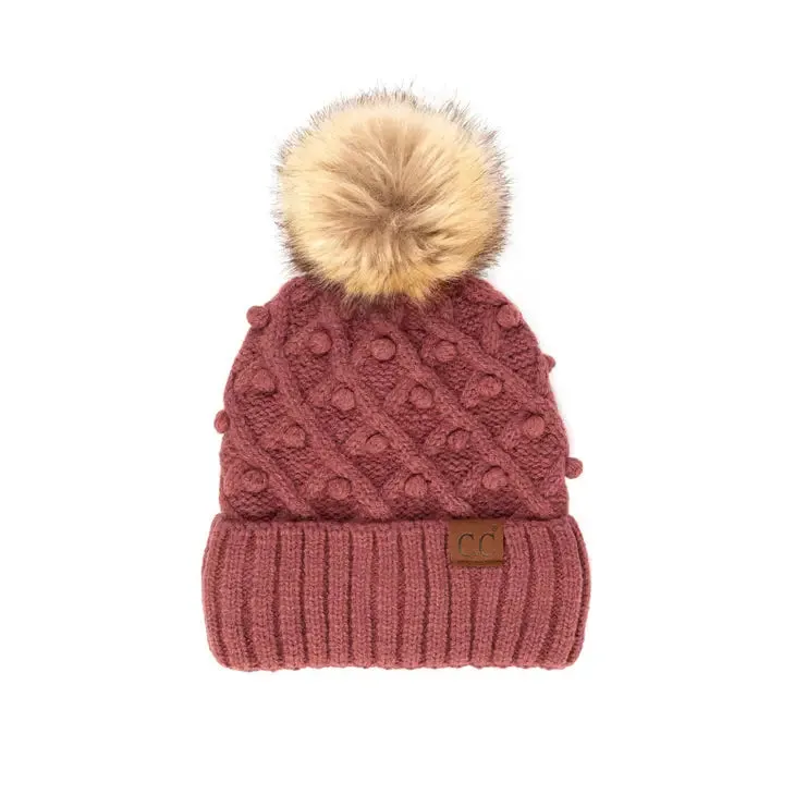 C.C Bobble Beanie Hat in Various Colors