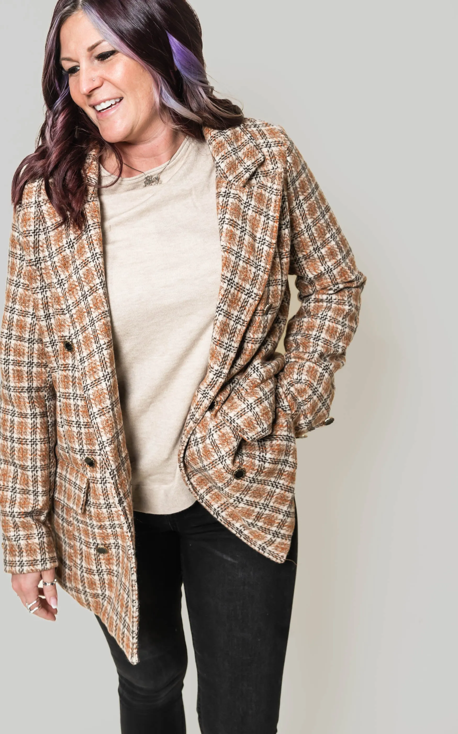 Classic Plaid Blazer -POL Final Sale