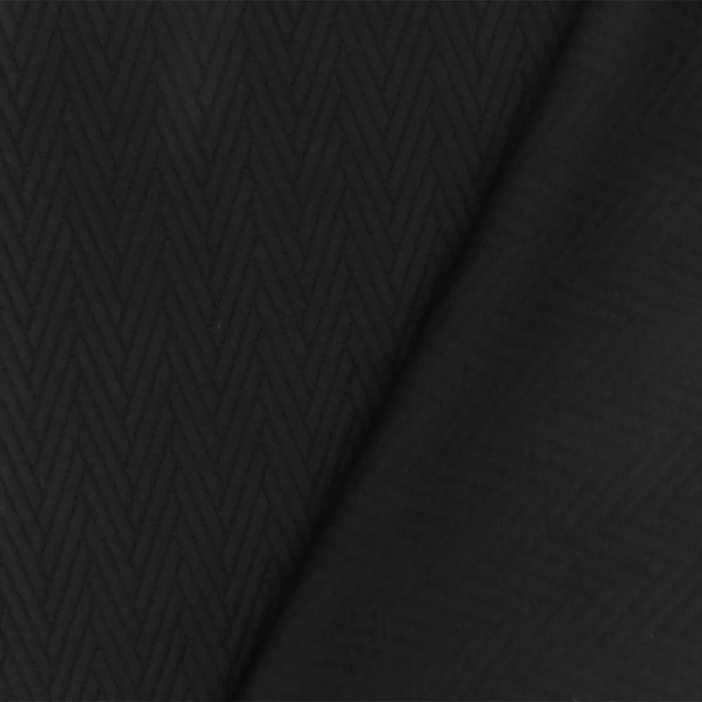 Cool Black Tile Chevron Cloque Stretch Bonded Double Knit Fabric