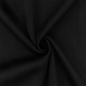 Cool Black Tile Chevron Cloque Stretch Bonded Double Knit Fabric