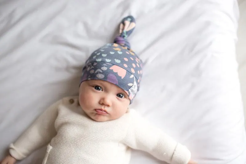 Copper Pearl Newborn Top Knot Hat