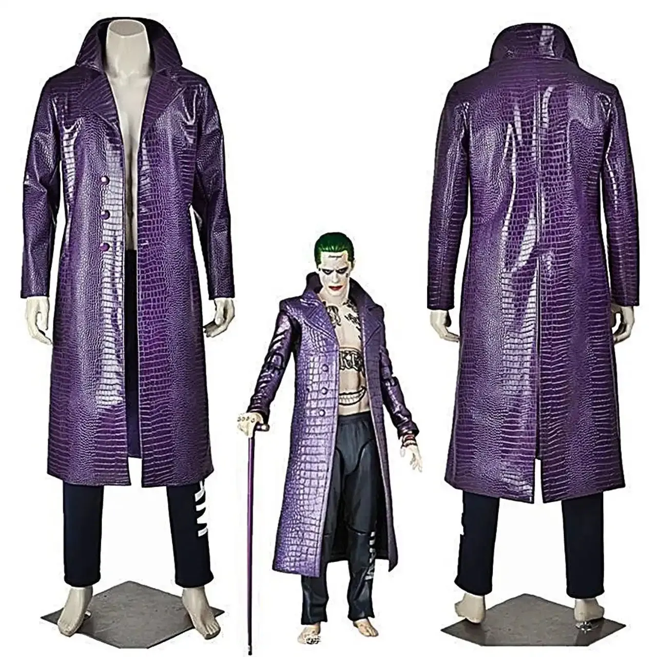 Crocodile Suicide Squad Joker Purple Leather Coat