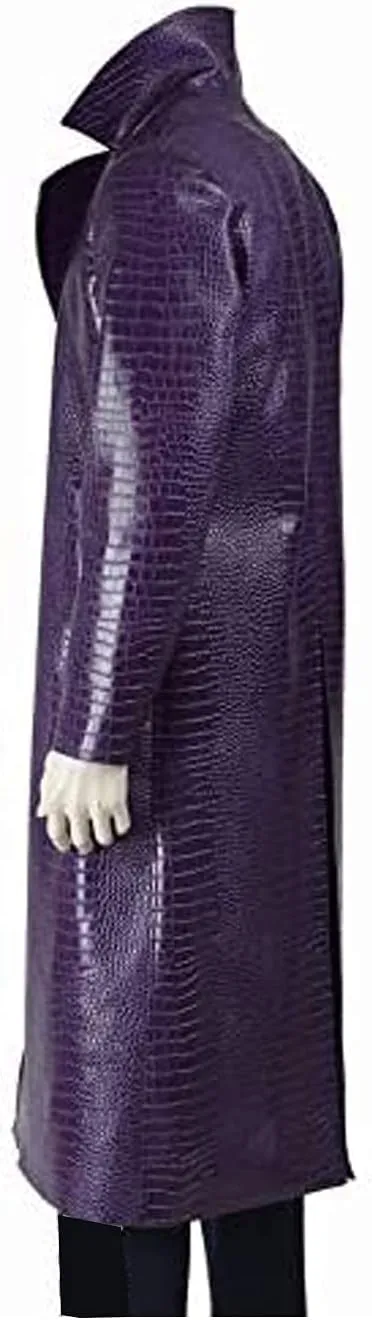 Crocodile Suicide Squad Joker Purple Leather Coat