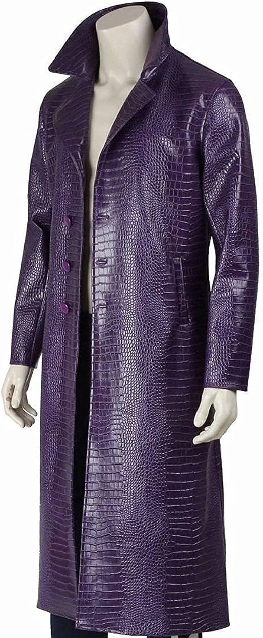 Crocodile Suicide Squad Joker Purple Leather Coat