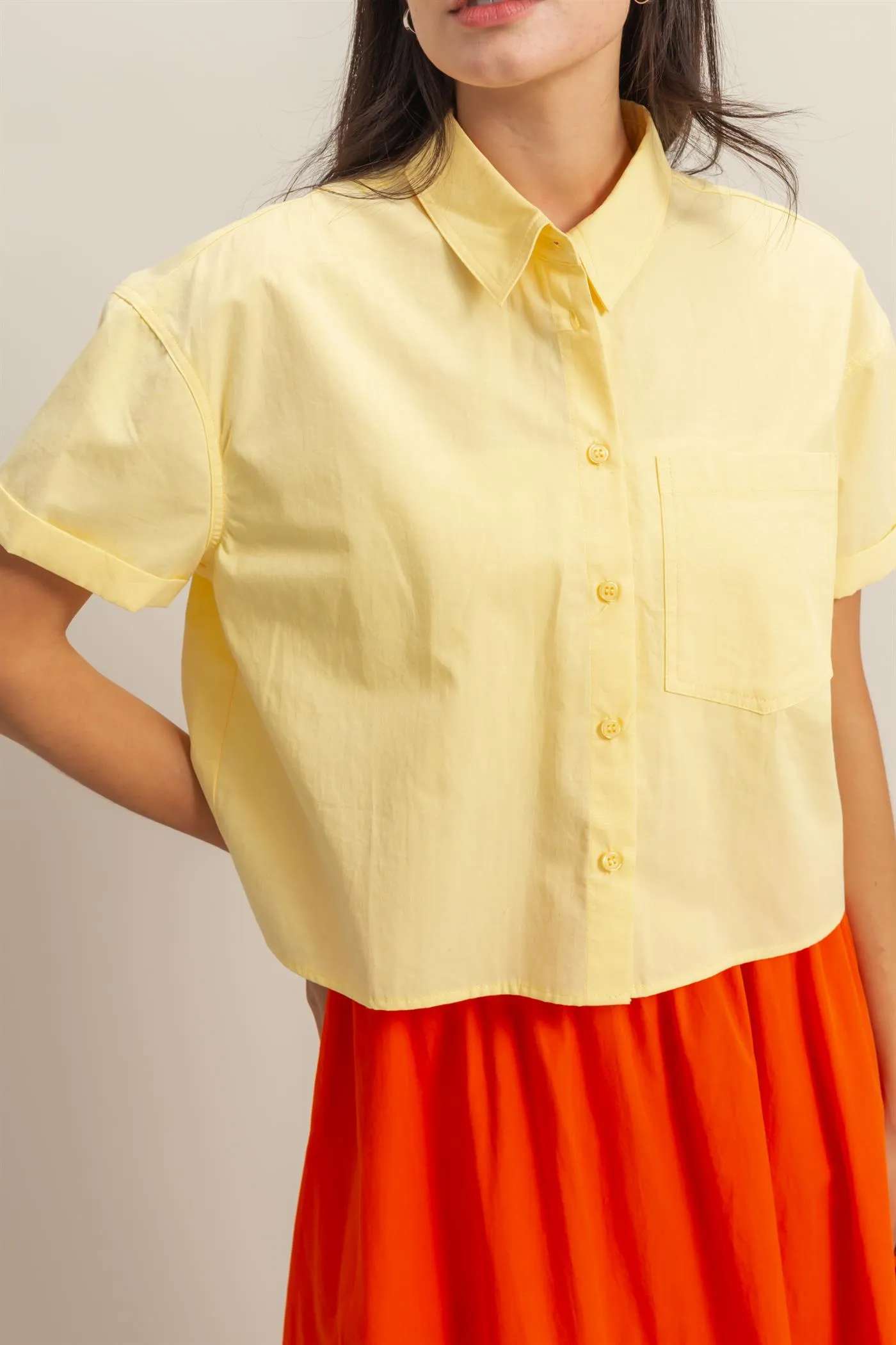 DZ25C454-Stylish Short Sleeve Cropped Shirts