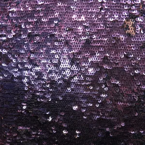 Eggplant Purple Sequin on Black Tulle Ground