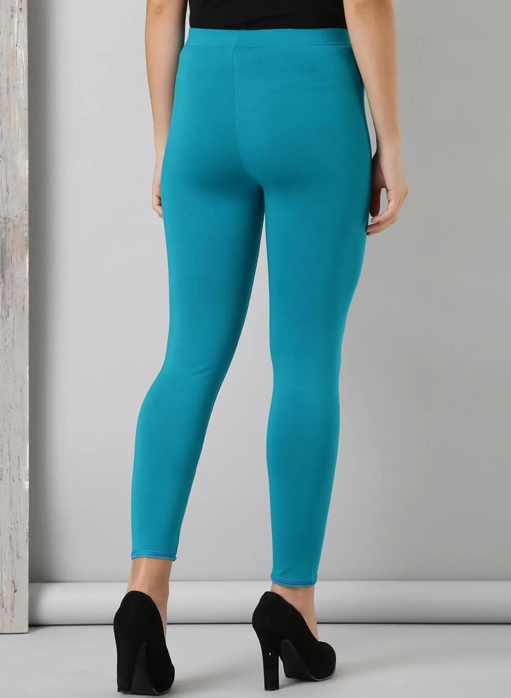 Farah Turquoise Viscose Lycra Leggings for Women