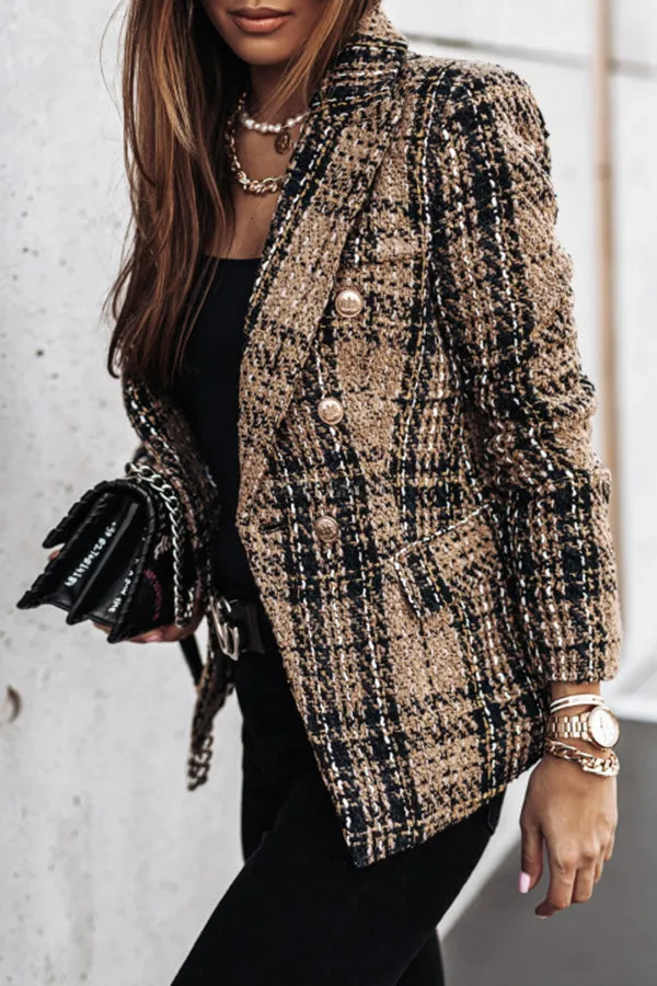 Good Catch Double Breasted Plaid Blazer