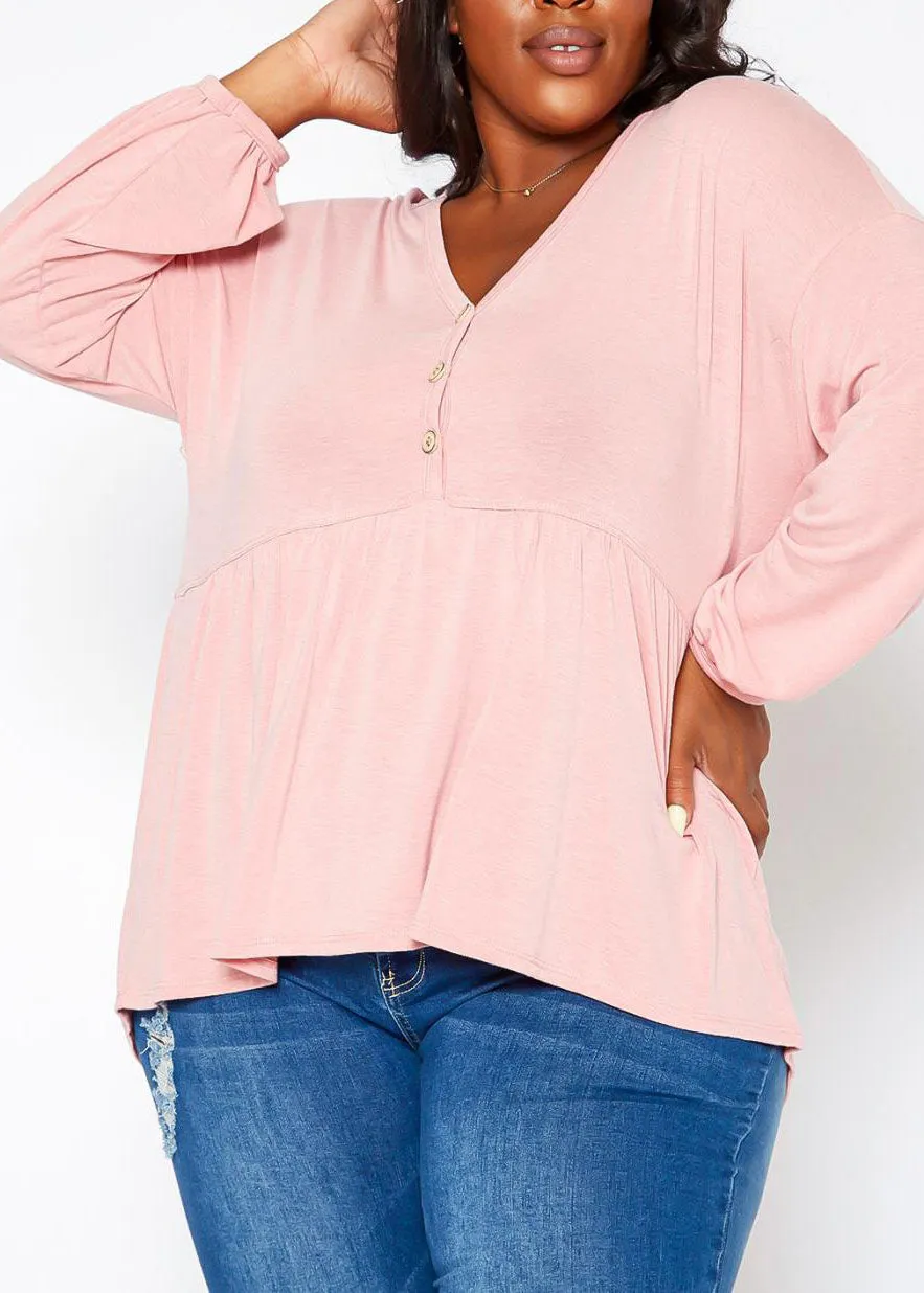 HI Curvy Plus Size Women Relaxed Fit Peplum Shirts