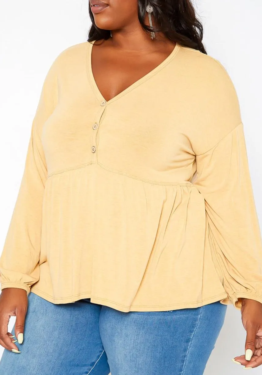 HI Curvy Plus Size Women Relaxed Fit Peplum Shirts