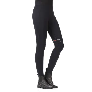 Hkm Ladies Sports Knee Patch Riding Leggings - Black