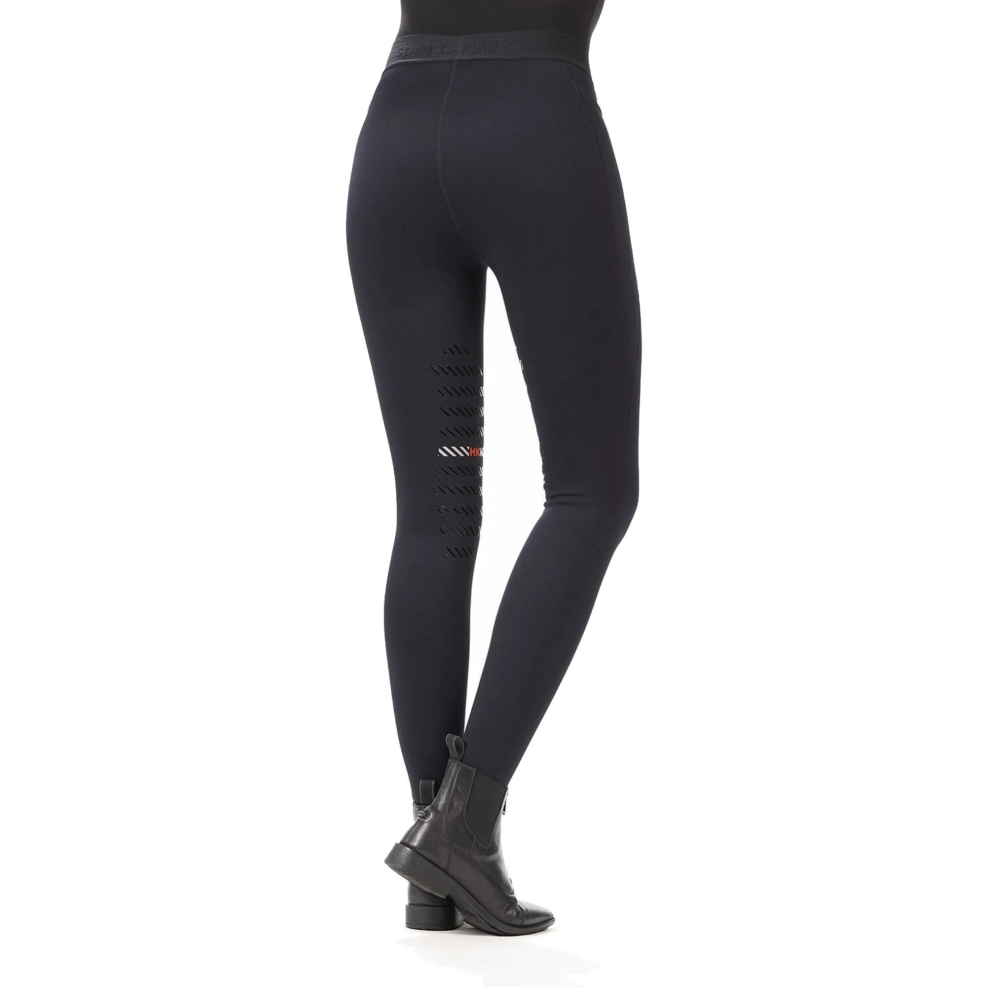 Hkm Ladies Sports Knee Patch Riding Leggings - Black