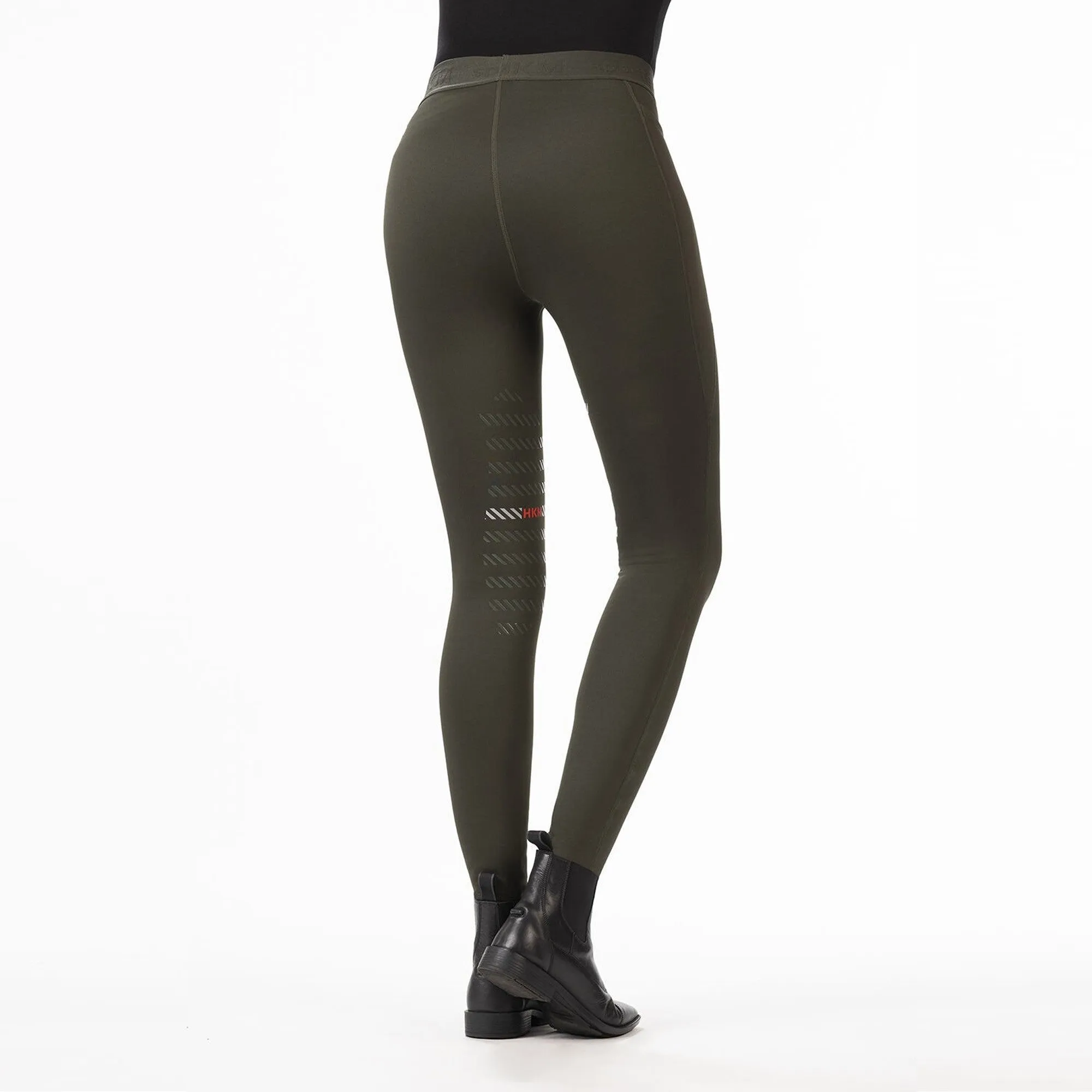 Hkm Ladies Sports Knee Patch Riding Leggings - Deep Green