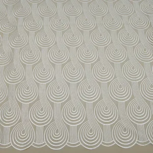 Ivory Swirls Embroidered Tulle Fabric