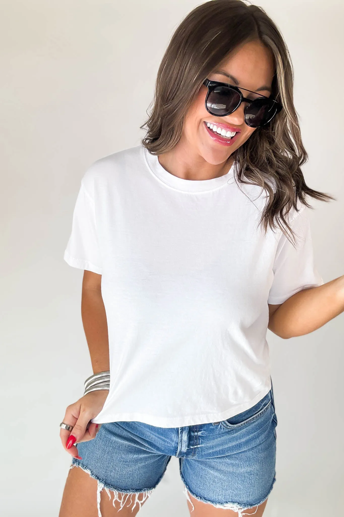 Just Relax White Cotton Crew Neck Short Sleeve T-Shirt