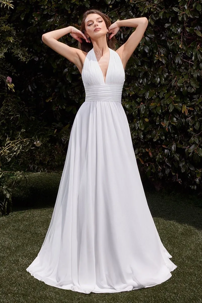 KUSAI Halter Neck Satin A Line Bridal & Wedding Debutante Dress