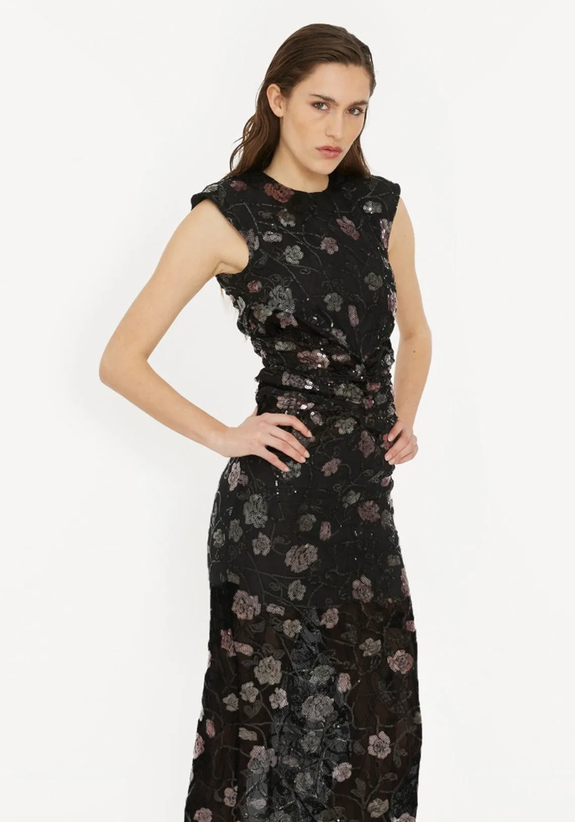 LACE SLEEVELESS DRESS BLACK