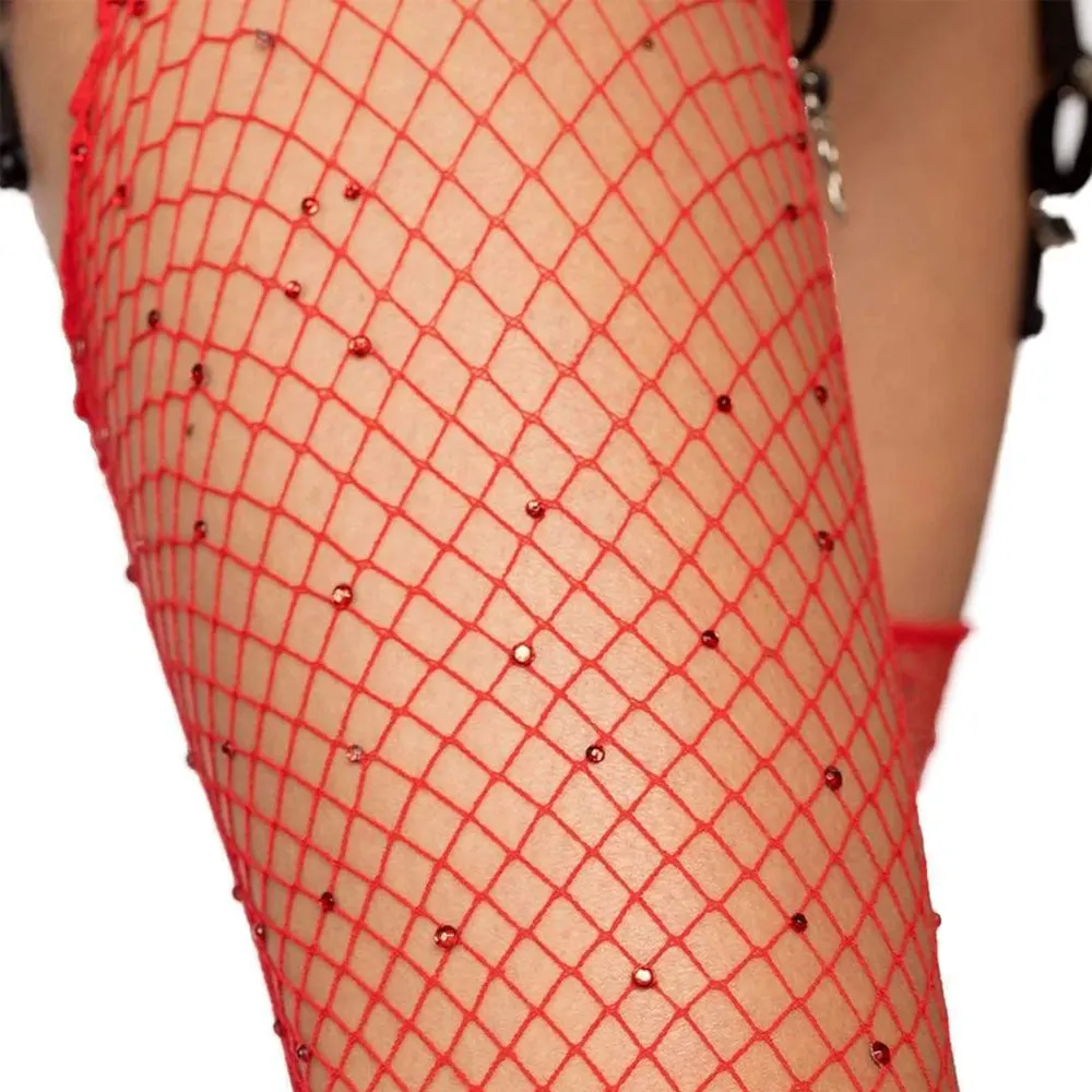 Leg Avenue Brielle Rhinestone Fishnet Thigh-High Stockings