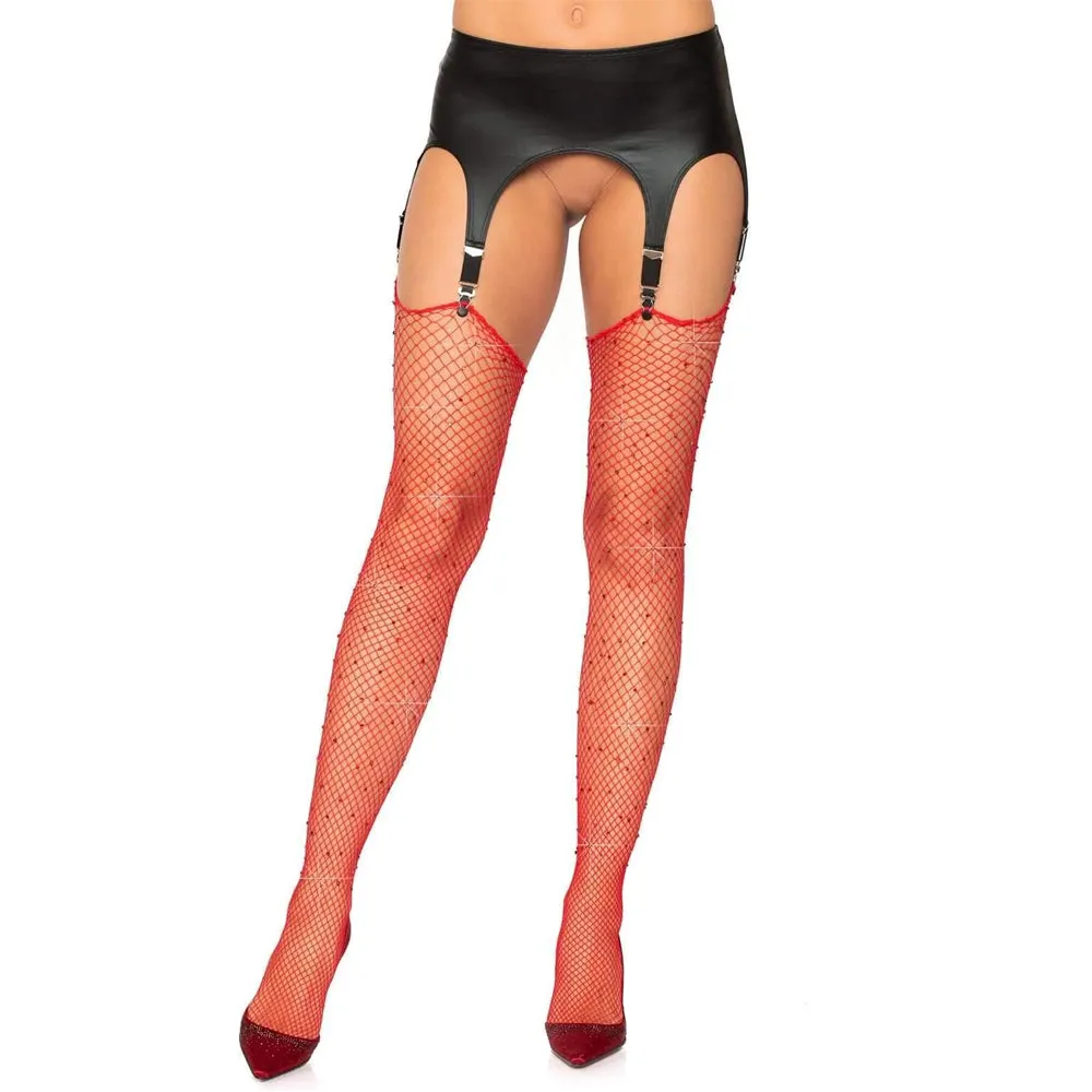 Leg Avenue Brielle Rhinestone Fishnet Thigh-High Stockings