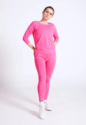 Long tennis leggings with pockets, hibiscus pink