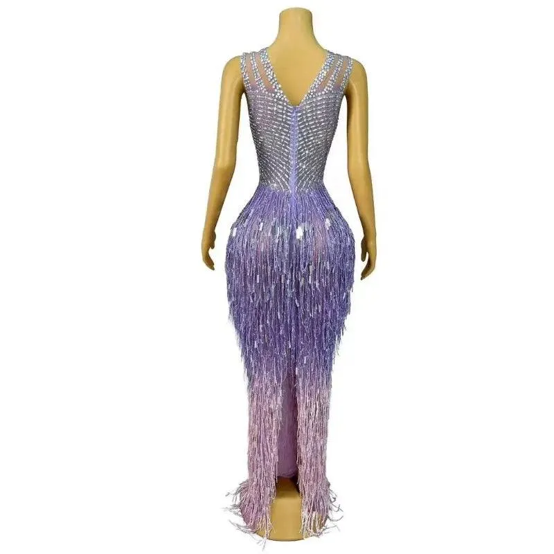 Luxurious Birthday Celebrate Gowns Fringes Dress