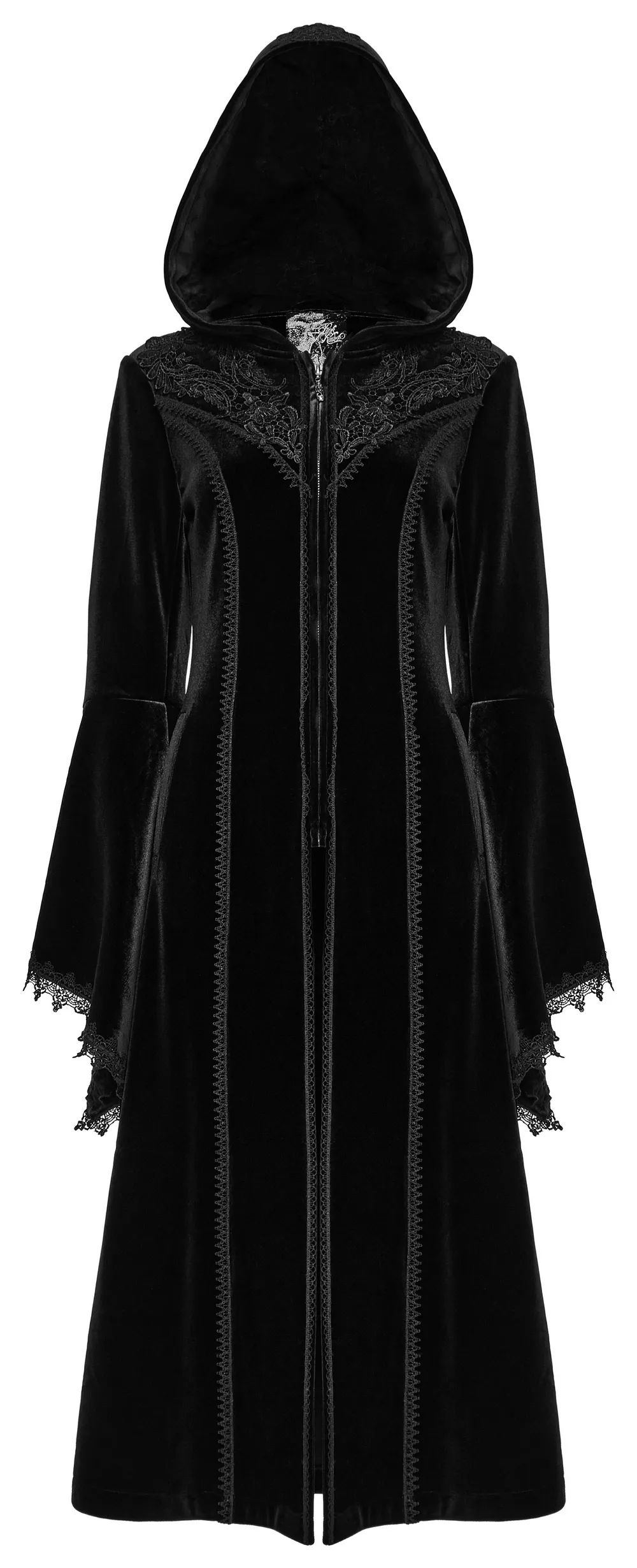 Luxurious Hooded Velvet Coat with Gothic Flair