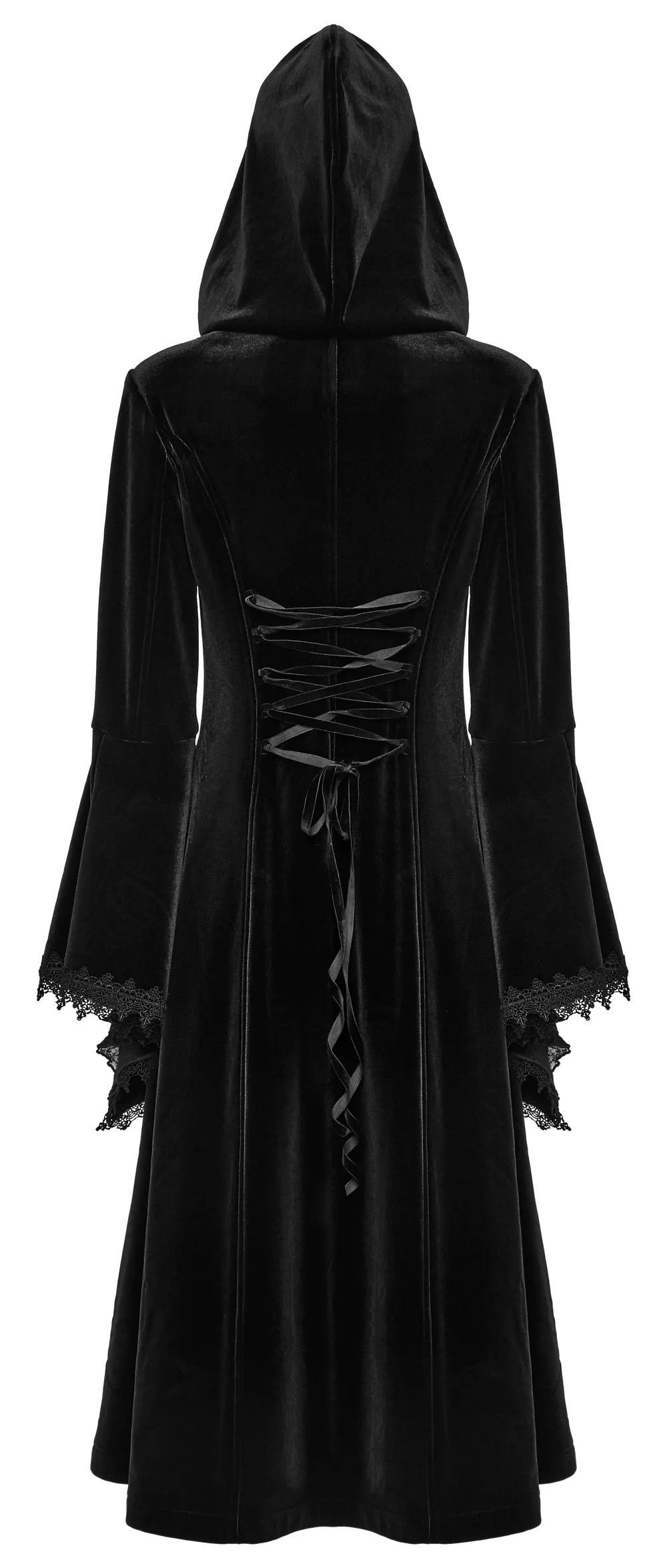 Luxurious Hooded Velvet Coat with Gothic Flair