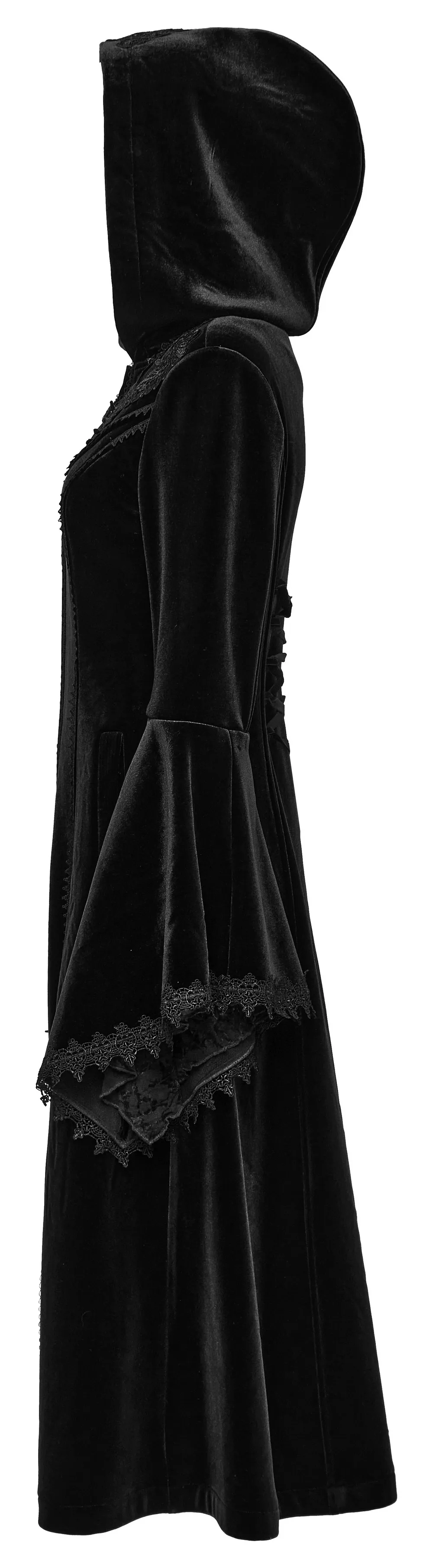 Luxurious Hooded Velvet Coat with Gothic Flair