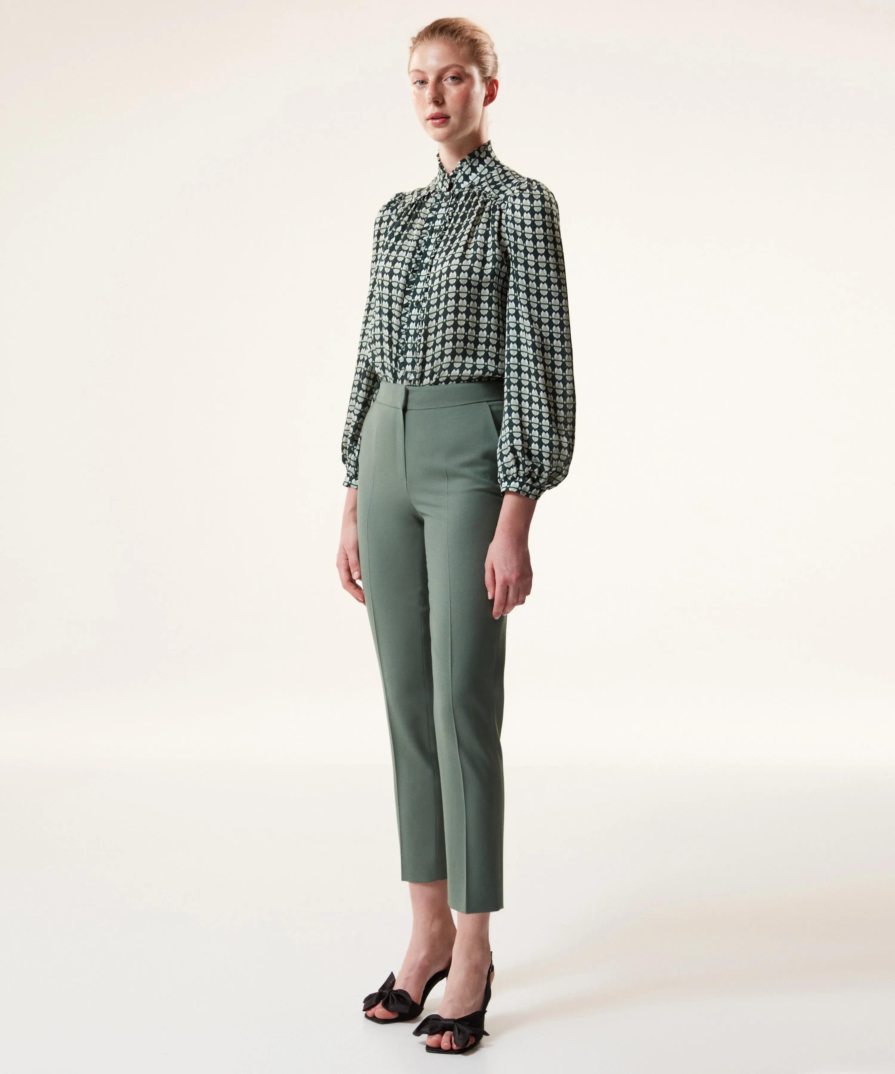 Machka Solid Relaxed Fit Trousers Light Green