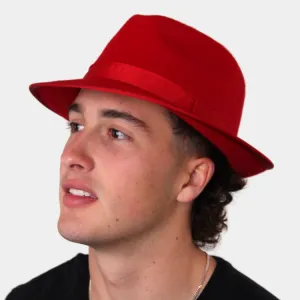 Melbourne Hats Trilby Formal - Red/Red Band