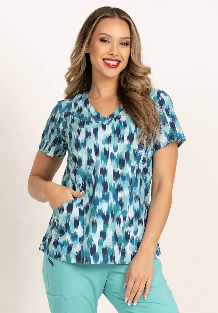 Meraki Sport Women's Print Scrub Top | Seafoam Oasis