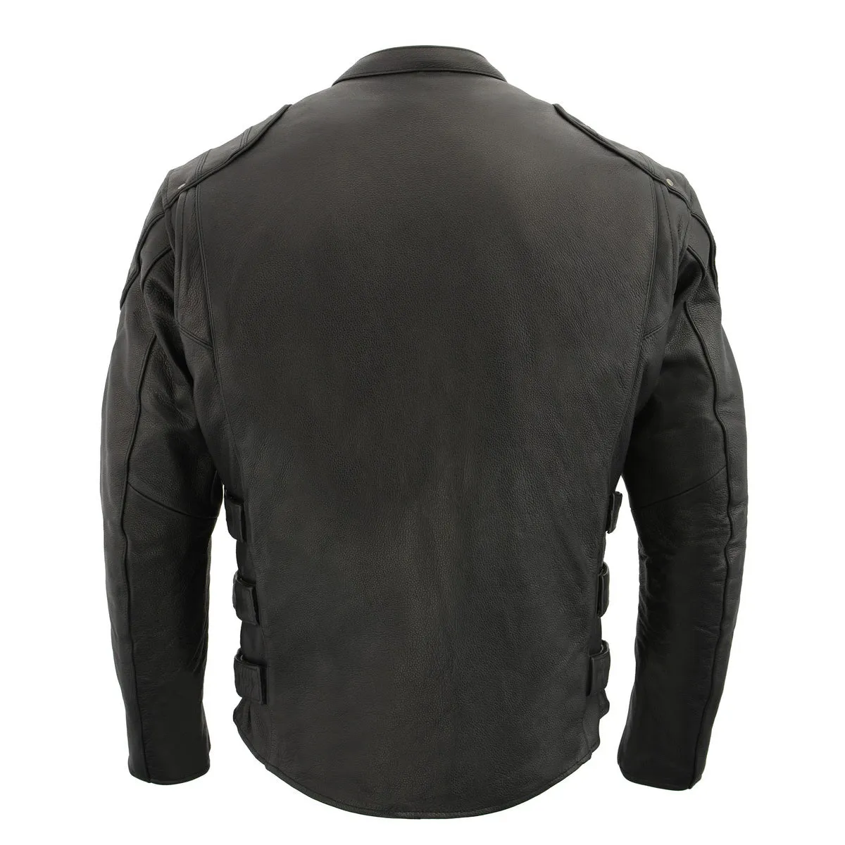 Milwaukee Leather MLM1505 Men's 'Assault Racer' Black Leather Jacket with Triple Side Straps