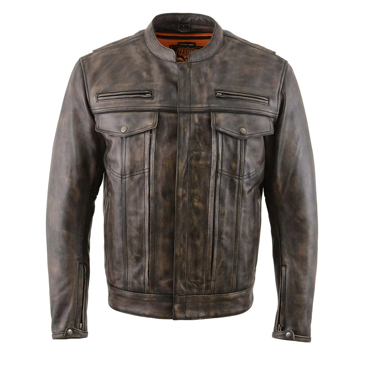 Milwaukee Leather MLM1508 Men's Distressed Brown Premium Leather