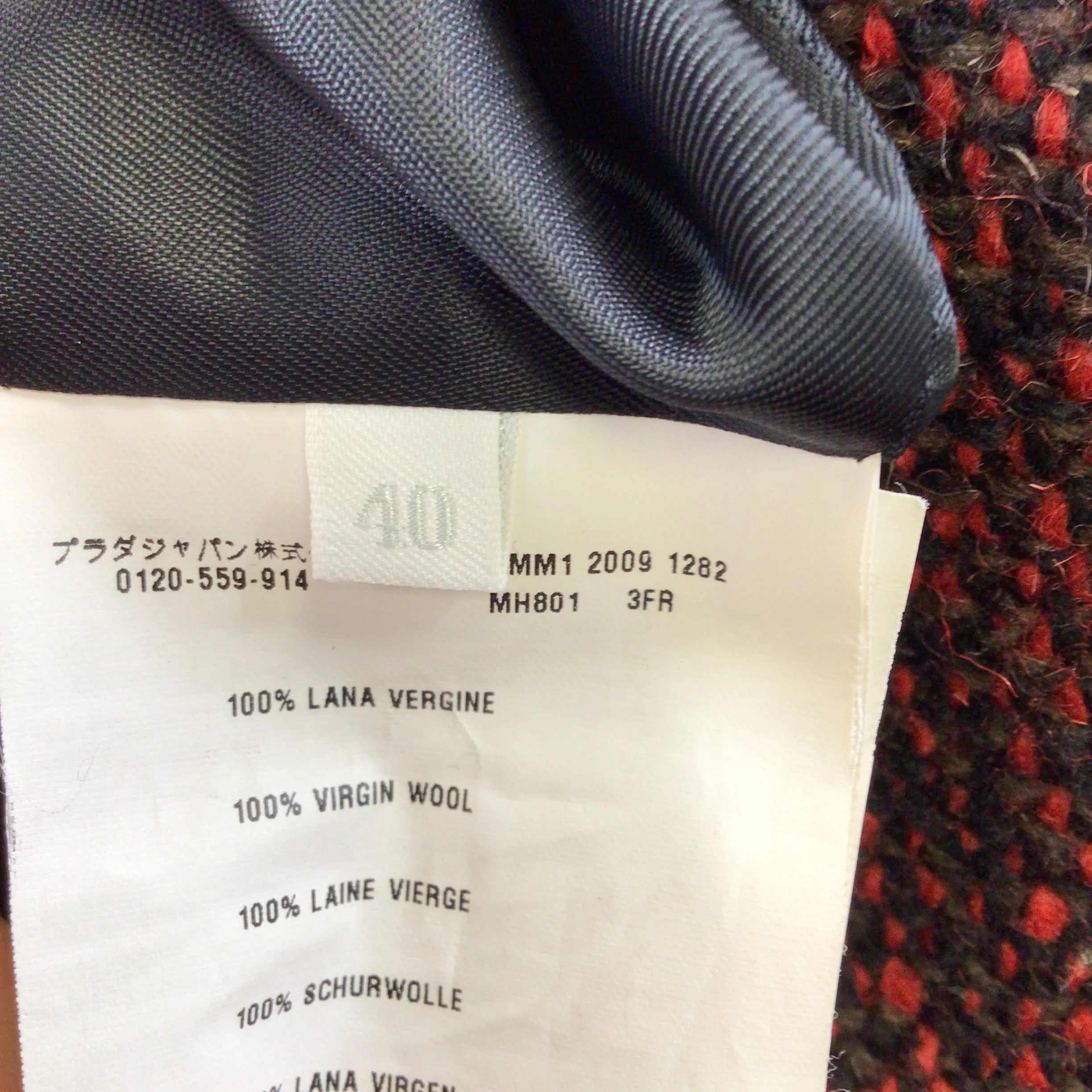 Miu Miu Black / Red Wool Tweed Jacket