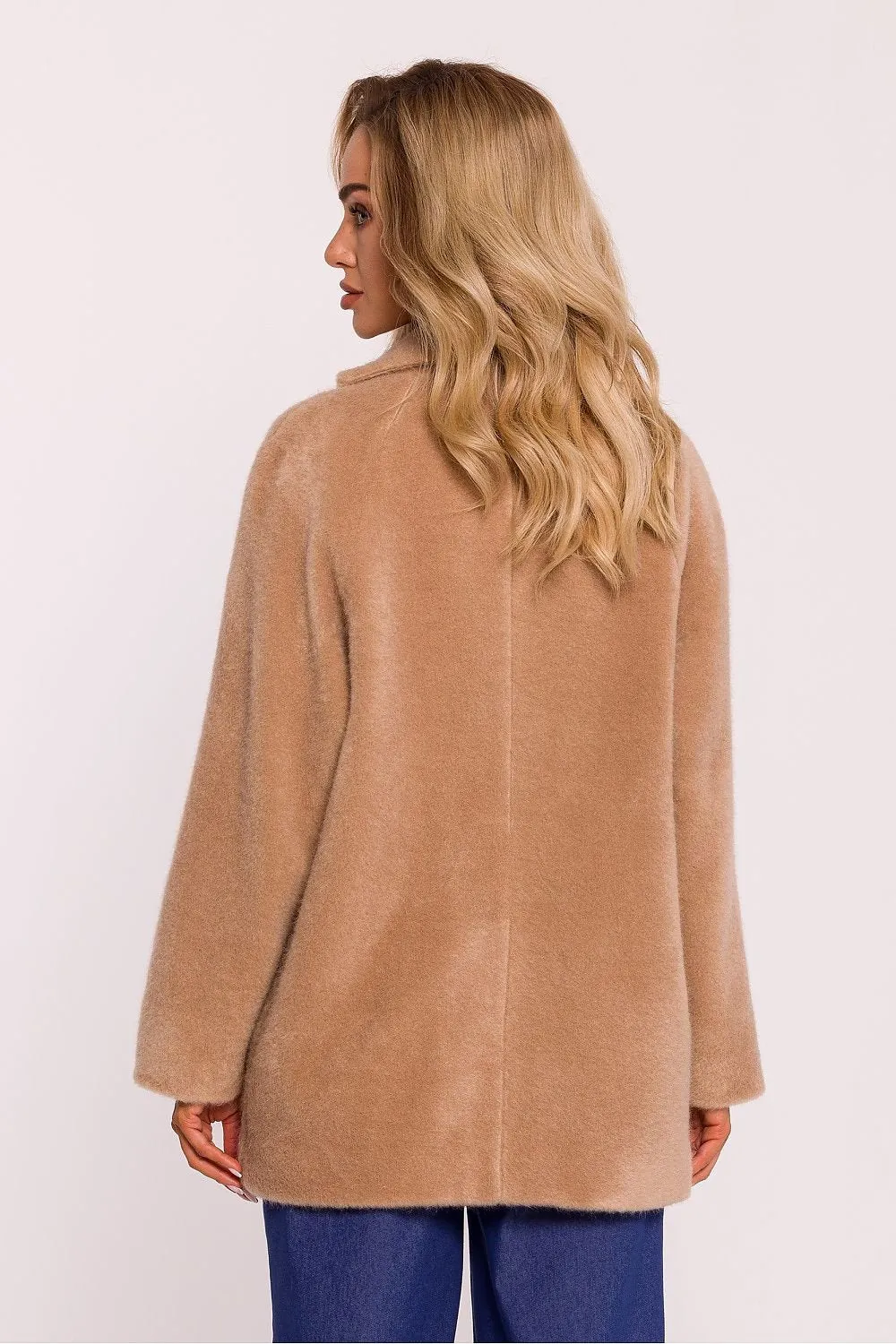 MOE Soft Plush Coat with Front Pockets-Made in Poland