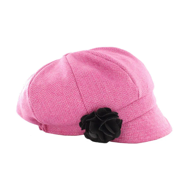 Newsboy Hat - Pink Herringbone