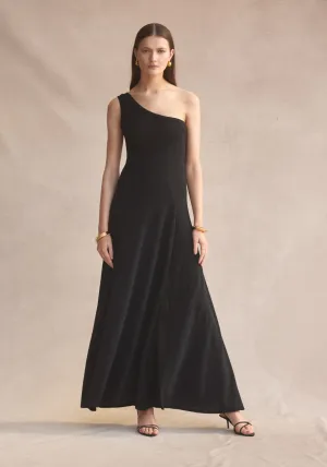 ONE SHOULDER COMO MAXI BLACK