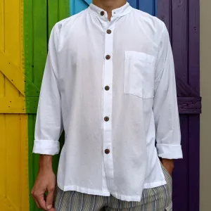 Open Button Long Sleeve Shirts Cotton Relaxed Fit Kurta Shirts