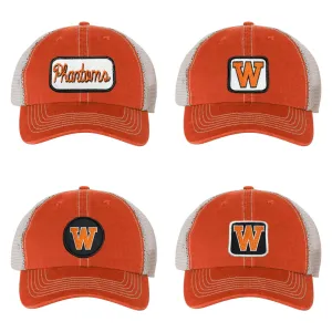 Orange Trucker Hat - West De Pere Hat - Logo Patch