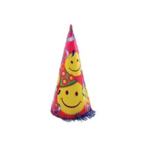 Party Cone Hat Cardboard 37cm with Tinsel