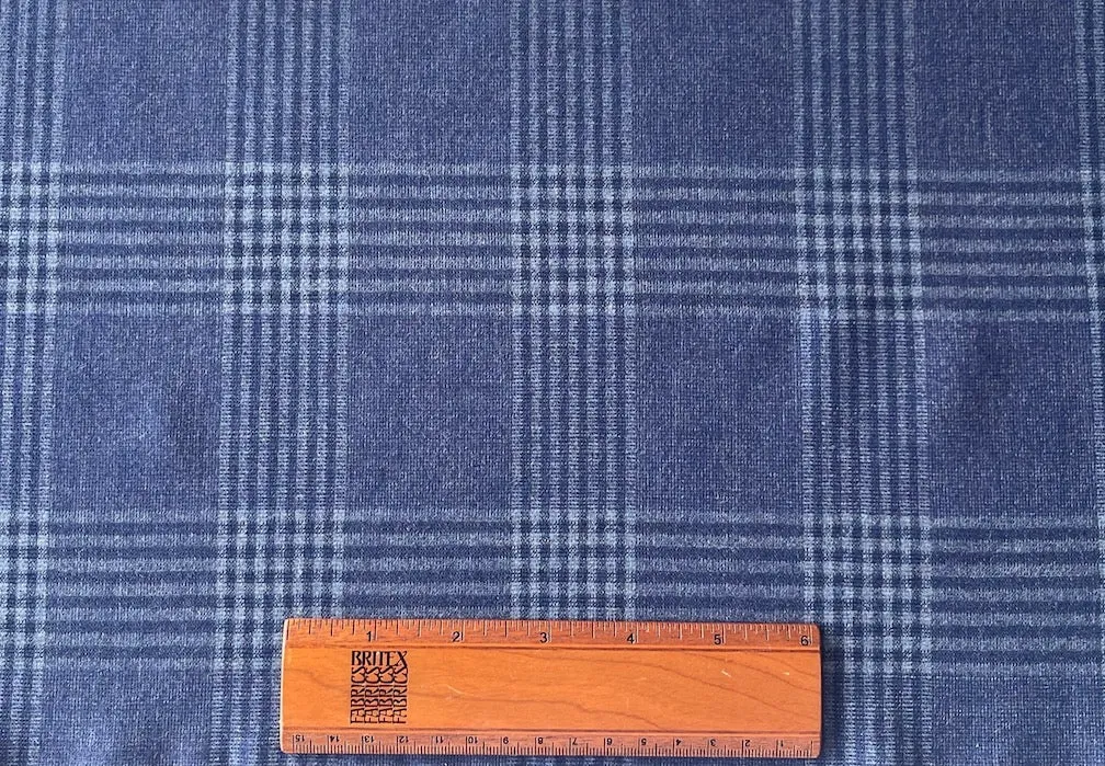 Plaid Cool Blue Deluge Stretch Wool Flannel (Made in Italy)